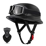 Motorradhelm Halbschalenhelm mit ECE, Retro Motorrad Leder Halbhelm Mit...