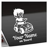 Kiwistar - Babyaufkleber - Weiß - Junge Auto Sticker - mit Wunschtext...