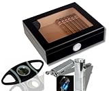 Lifestyle-Ambiente Humidorset Black-Editon Sichtfenster Polymerbefeuchter...