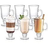 ZENFUN 6 Irish Coffee Gläser, 235 ml Espressotassen mit Glasfuß und...