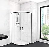 Marwell Factory Duschkabine 90x90x200 cm Dusche rund mit matt schwarzen...