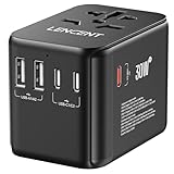 LENCENT Universeller Reiseadapter GaN III 30W, International Adapter mit 2...