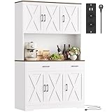 HOCSOK Küchenschrank 105x180 cm (BxH), Buffetschrank Weiß, Sideboard mit...