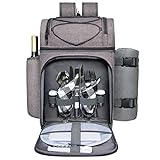 Hap Tim Picknickkorb für 2, 2 Personen Picknickrucksack mit Weinhalter,...