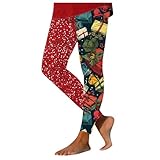 Damen Casual Fashion Weihnachten Weihnachtsmotiv Druck Jeggings Blickdichte...