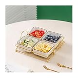 JZFOACHR Snackschalen Haushalt Keramikteller mit vier Fächern und Regal...