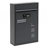 Wiltec Briefkasten anthrazit 215x320x90mm Briefkasten mit Zahlenschloss,...