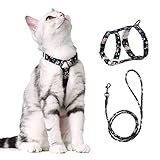 PETTOM Blumenmuster katzengeschirr mit Leine katzenleine mit Geschirr für...