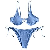 ZAFUL Damen Zweiteiliger Bügel Bikini-Set, Leopardenmuster Criss Cross...