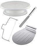 Praknu 4Tlg Tortenplatte Drehbar Set inkl. Tortenheber, Streichpalette und...