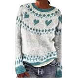 Norweger Pullover Damen Original Pullover Damen Y2K Vintage Geometrische...