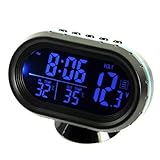 Digitales Auto-Thermometer, Voltmeter, DC 12 – 24 V, 4 in 1 Uhr für...