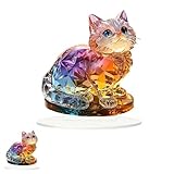 Katzen Deko, Deko Katze, 2d Acryl Rainbow Katzenfigur...