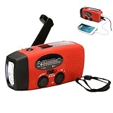 Notfallradio mit 2000mAh Powerbank, Kurbel, Solar, AM/FM & LED Taschenlampe...