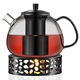 ecooe 1500ml Schwarz Teekanne aus Glas Borosilikat Glas Teebereiter mit...