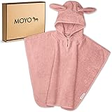 MOYO Baby Badeponcho mit Hasenohren in Rosé I Poncho Kinder Badetuch für...