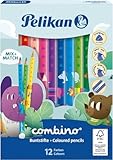 Pelikan Jumbo Buntstifte combino, dreieckig, dick, mit Tier-Motiven, 12...