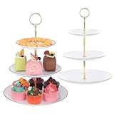 TsunNee 2 Stück 3-stöckiger Kuchenständer Cupcake-Halter, Obst Kekse...