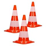 ECD Germany 3 Stück Verkehrskegel Pylone 47 cm, Orange-Weiß,...