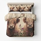 Generisch Hochland Kuh Bettwäsche 140x200, 2teilig - Farmhaus Tiermotiv...