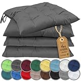 NatureMark 4er Set Stuhlkissen mit Bändern 40x40 cm – Gefüllte...