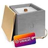 Monster24 Betonkerze Outdoor 15x15x15 cm mit Dauerdocht – Tischfeuer mit...