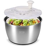 DEECOZY 5L Salatschleuder Edelstahl, Groß Salatschleuder mit Deckel, Salad...