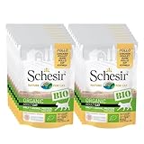 Schesir Cat Bio Monoprotein Huhn, Katzenfutter nass, 16 Beutel x 85 g