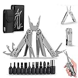 28 in 1 Multitool Werkzeug mit 11 Schraubendreher Bits und Gurtcliptasche,...