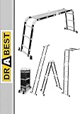 DRABEST - Gelenkleiter 4x3 Sprossen - mit Plattform, aus Aluminium und...