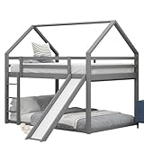 BXEYXE Doppelbett Kinderbett Haett Etagenbett mit Rutsche und Leiter,...