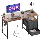ODK 120x48x75.5cm Schreibtisch mit 3 Schubladen aus Stoff, Computertisch...