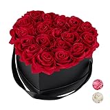 Relaxdays Rosenbox Herz, 18 Rosen, stabile Flowerbox schwarz, 10 Jahre...