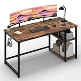 JUMMICO Schreibtisch 140cm mit Regalen, Tisch mit Stauraum, stabile...