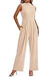 Haibang Jumpsuit Damen Sommer Elegant Ärmellos Overall Lang Mock Neck...