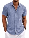 COOFANDY Leinenhemd Herren Kurzarm Hemden Sommerhemd Regular Fit Leinen...