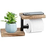 Pavlleen Toilettenpapierhalter Holz Bambus | Ohne Bohren mit Ablage |...