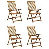 Eleganz Hochlehner Verstellbar 4 STK. aus Massivholz Akazie – Langlebige...