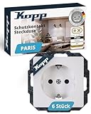 Kopp PARIS Schutzkontaktsteckdosen in Arktis-Weiß - 6 Stück - 1-fach...