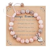 TENGEE Naturstein-Armband Set, Rosa Perlenarmband Mit Herz,...