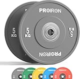 PROIRON Hantelscheiben, Olympic Bumper Plates 50mm, 5-25kg, Hartgummi,...