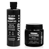 NAVIR Professionell | Silbershampoo und maske SILVER | Toner für graue,...