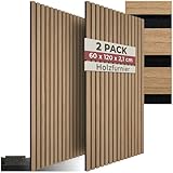 tectake® 3D Akustikpaneele 120 x 60 x 2,1 cm, Holz Optik Paneele,...