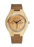 MICGIGI Herren Damen Analog Quarz Holzuhren Baummuster Bambus Holz...