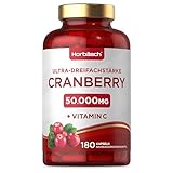 Cranberry Kapseln Hochdosiert 50000mg mit 200mg Vitamin C | 180 Vegane...