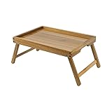 Akazien-Betttisch-Tablett, Frühstückstablett aus Holz mit klappbaren...