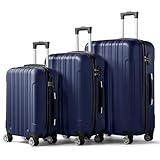 LALAHO Kofferset 3 teilig, Reisekoffer Set, Hartschalen Koffer Set aus ABS,...