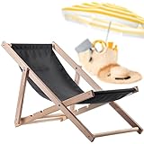 KADAX Liegestuhl, Strandstuhl aus Holz, Sonnenliege bis 120kg, Liege aus...