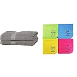 Amazon Basics Handtuch-Set, ausbleichsicher, 2 Badetücher, Grau, 100%...