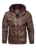 HOOD CREW Lässige Biker Lederjacke aus Kunstleder für Herren mit...